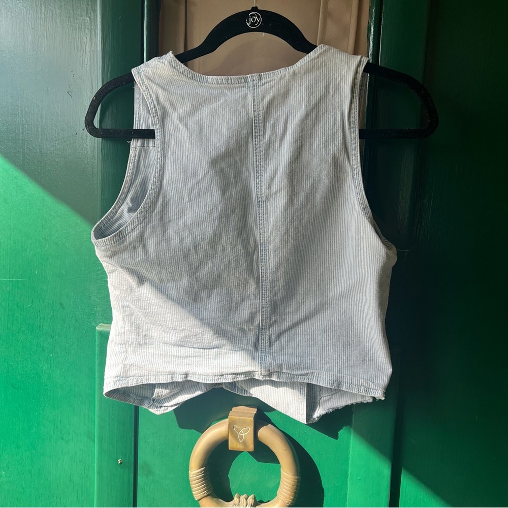 Thread & Supply Light Blue Pinstripe Denim Vest with Label - Picture 5 of 5